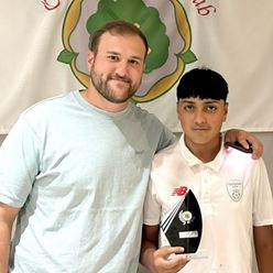 Abdul with his batting award in 2024 for being top run scorer with average of 20 for Ca.jpg