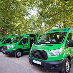Row of green minibuses