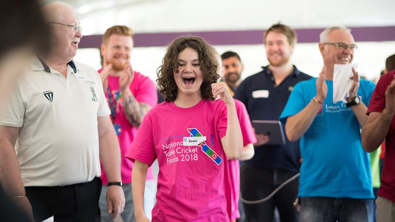 Sean celebrates at the 2018 table cricket finals day