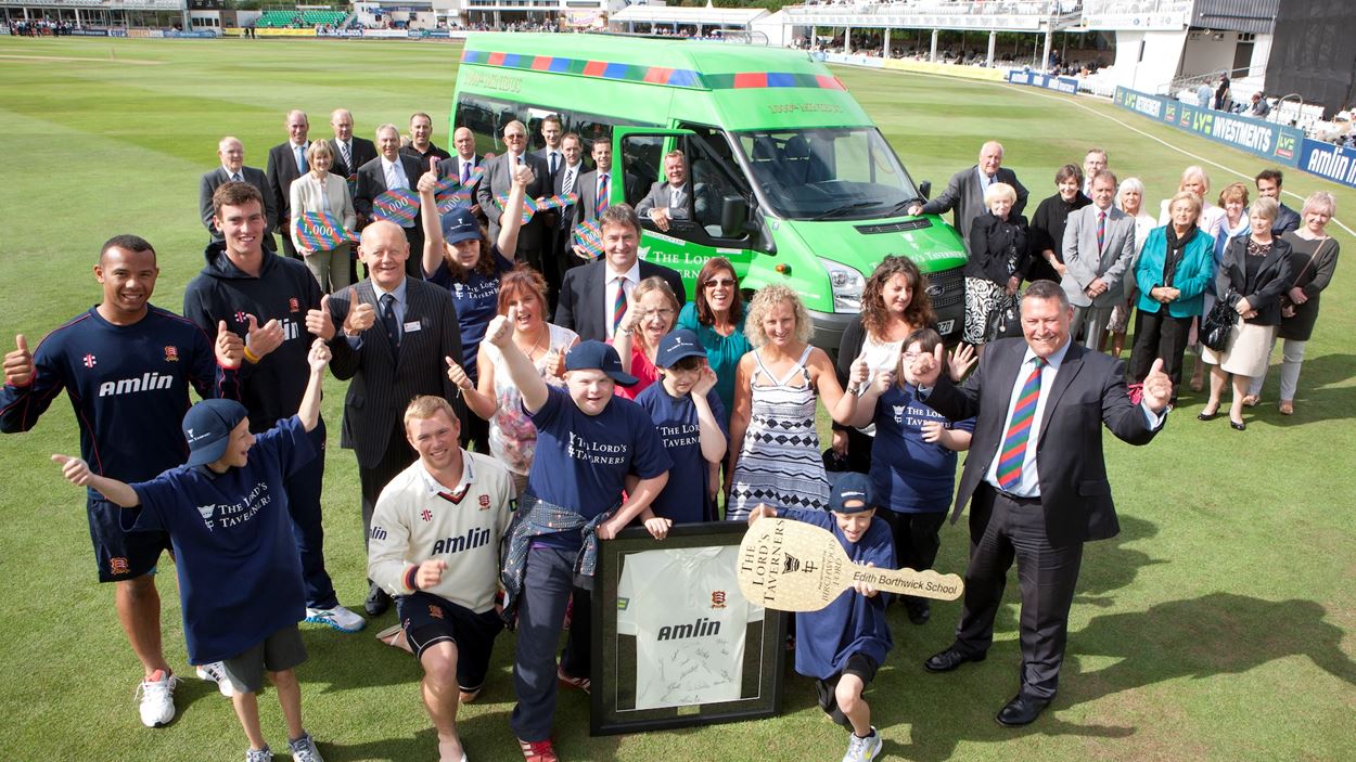 Edith Borthwick pupils celebrate receiving the 1,000th Lord's Taverners minibus at Essex CCC.jpg