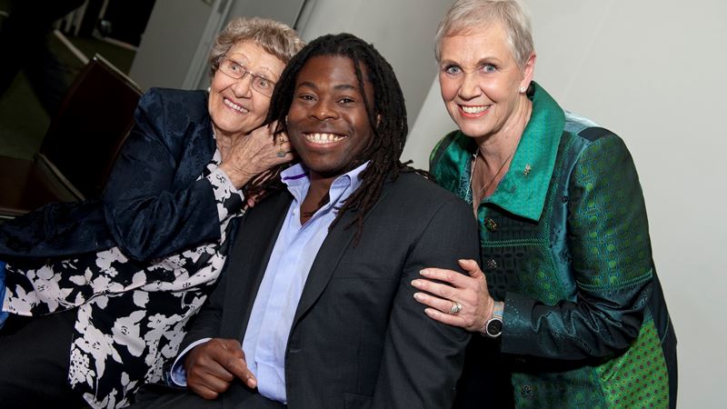 Jean Ratcliff, who led our Disability Sports Appeal, with Ade Adepitan at the Golden Legacy Awards Lunch in 2012.jpg